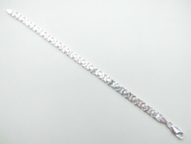 Zilveren platte konings bracelet. (medium)