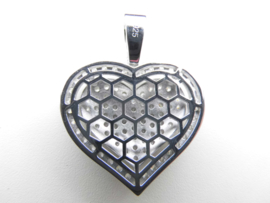 Zilveren hart hanger vol gezet met zirkonia steentjes. (Iced Out)