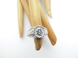 Zilveren chinees karakter "geluk"ring.