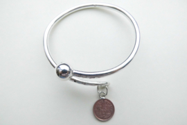 Zilveren halve cent boei armband.