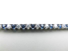 Zilveren blauw/witte zirkonia steentjes tennis bracelet.