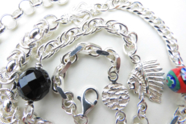 Zilveren alakondre ketting. (dik) (65 cm)