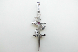 Zilveren draken zwaard hanger.