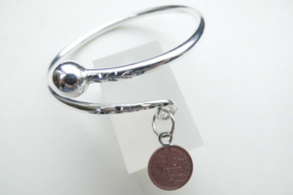 Zilveren halve cent boei armband.