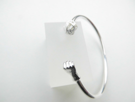 Zilveren kinderen boei armband (mattenklopperbal - vuist)
