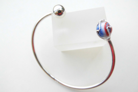 Zilveren alakondre kraal - bal boei armband.