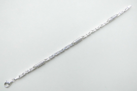 Zilveren konings bracelet met witte zirkonia steentjes buis.