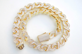 18K vergulde Infinity Cuban Baguette ketting. (iced)