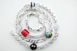 Zilveren alakondre ketting. (64 cm) (dik)