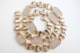 18K vergulde plaat ketting. (iced)