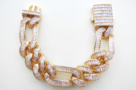 18K vergulde figaro schakel bracelet.