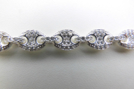 Zilveren koffieboon bracelet iced met zirkonia steentjes.