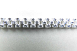 Zilveren horlogeband schakel bracelet met zirkonia steentjes.