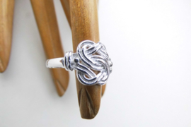 Zilveren mattenklopper ring.