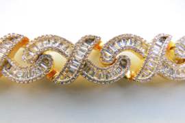 18K vergulde Infinity Cuban Baguette ketting. (iced)