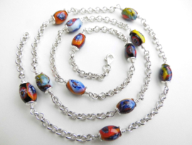 Zilveren ovale alakondre kralen lontai ketting. (small)