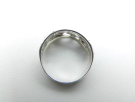 Zilveren rij rozen ring.