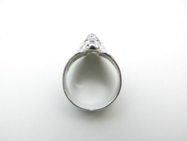 Zilveren leeuwen kop ring.