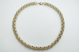 18K vergulde lontai ketting met zirkonia steentjes. (iced)