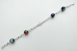 Zilveren mattenklopper alakondre kralen bracelet.