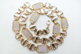 18K vergulde plaat ketting. (iced)