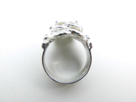 Zilveren 3 mattenklopper ring.