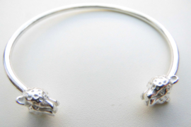 Zilveren boei armband jaguar koppen.