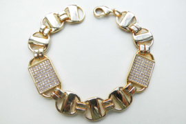18K vergulde plaat bracelet. (iced)