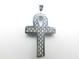 Zilveren anch kruis hanger vol gezet met zirkonia steentjes. (Iced Out)