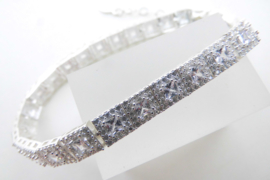 Zilveren vierkant clustered tennis bracelet.