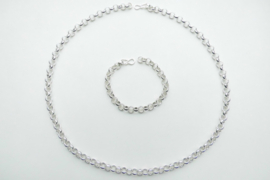Setje zilveren grote boto ketting + bracelet (8 mm)