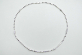 Zilveren balletjes met zirkonia buis ketting.