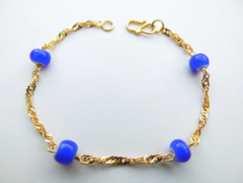 Gouden kinder singapore blauwe ingi boca bracelet.