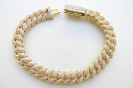 18K vergulde Cuban bracelet. (iced)