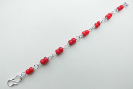 Zilveren rode ingi boca kralen baby bracelet.