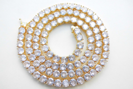 18K vergulde Tennis ketting. (iced)