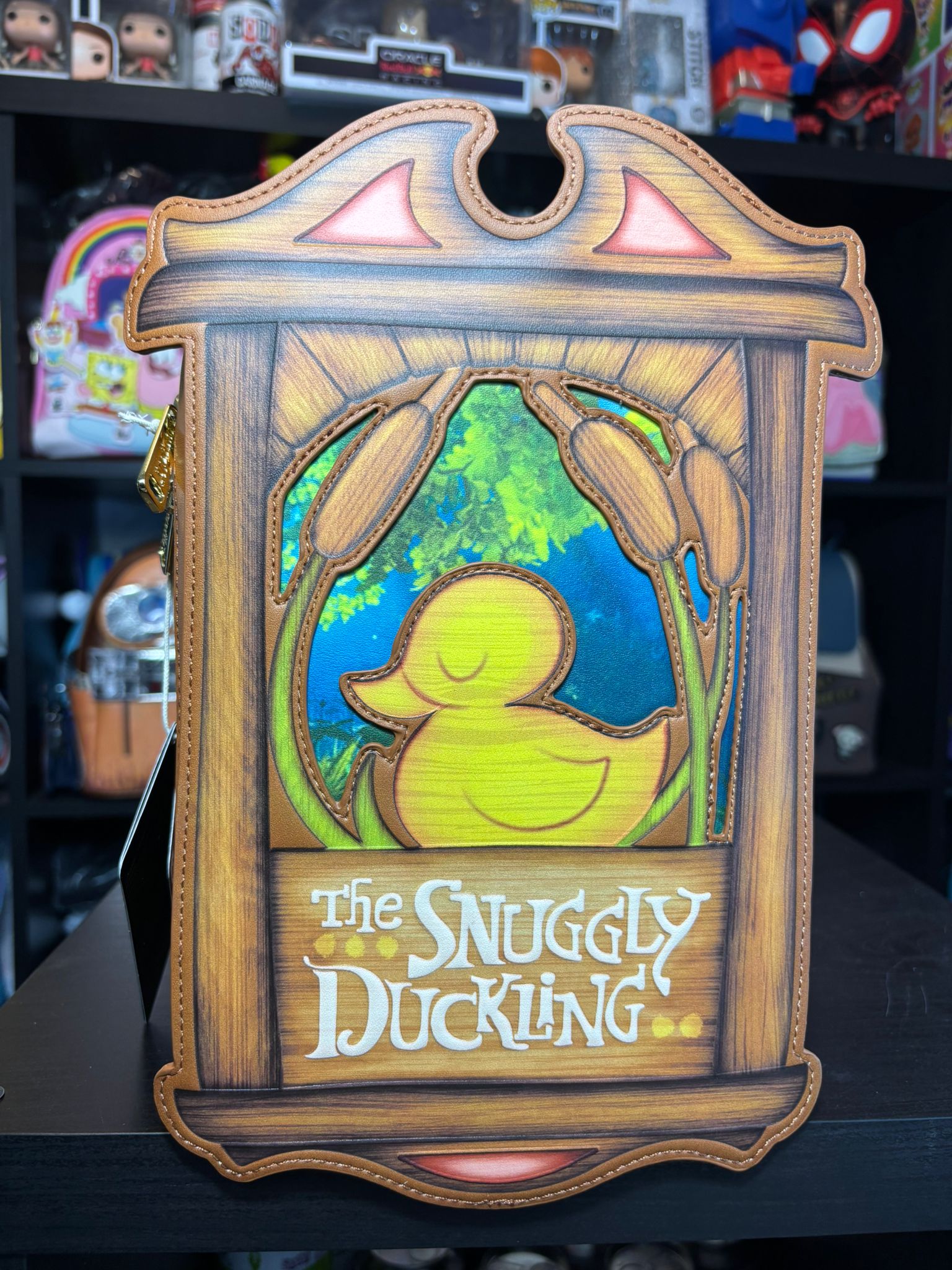 Loungefly Disney Tangled The Snuggly Duckling Sign Crossbody Bag
