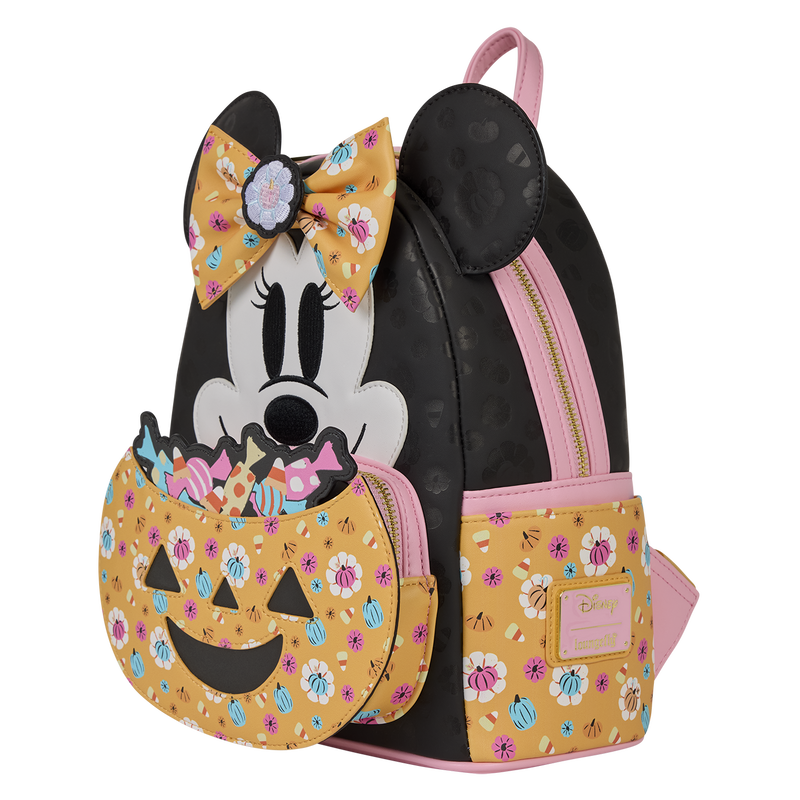Loungefly Minnie Mouse Cosplay Floral Pumpkin Glow Candy Corn-Scented Mini Backpack
