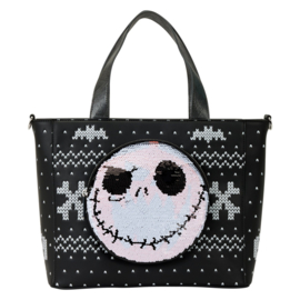 Loungefly - Disney - The Nightmare Before Christmas Jack Skellington Reversible Sequins Tote Crossbody Bag with Coin Bag