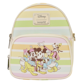 Loungefly Disney - Mickey and Friends Rainbow Stripes Convertible Mini Backpack & Crossbody Bag