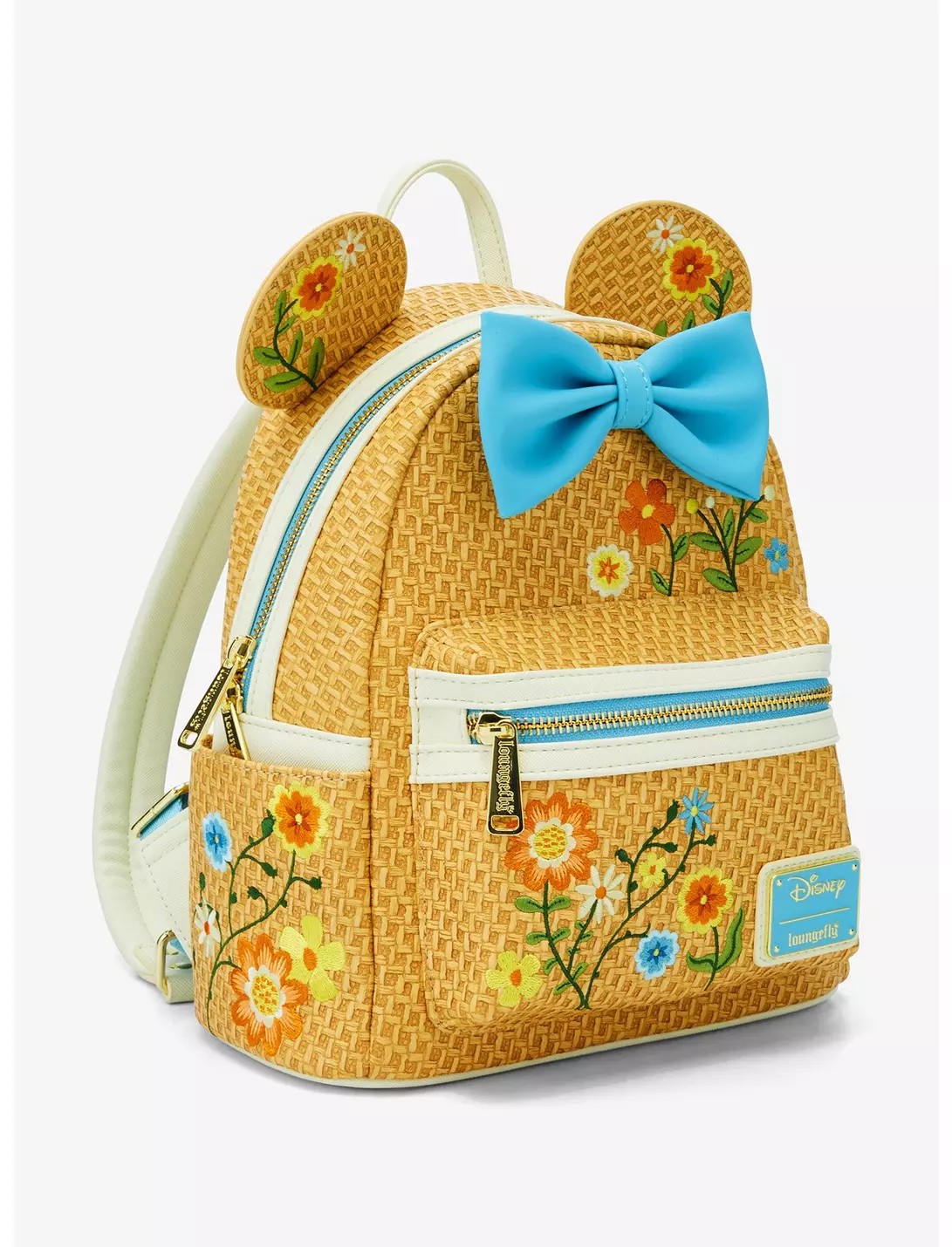 Loungefly Disney Minnie Mouse Raffia Floral Ears Mini Backpack