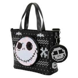 Loungefly - Disney - The Nightmare Before Christmas Jack Skellington Reversible Sequins Tote Crossbody Bag with Coin Bag