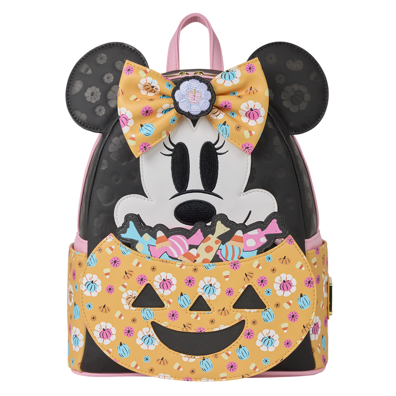 Loungefly Minnie Mouse Cosplay Floral Pumpkin Glow Candy Corn-Scented Mini Backpack