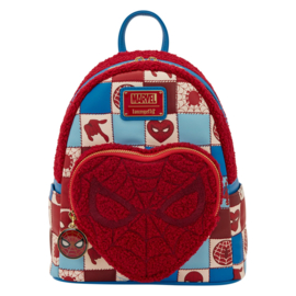 Loungefly -Marvel -  Spider-Man Sherpa Heart Mini Backpack