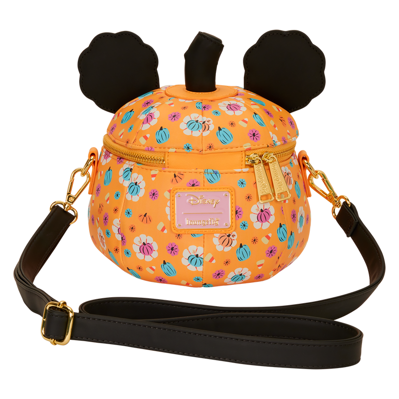 Loungefly Mickey Mouse Floral Pumpkin Head Glow Figural Crossbody Bag