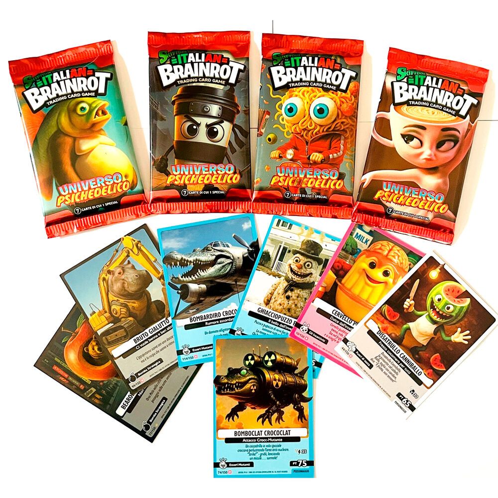 Italian brainrot Universo Psichedelico trading cards booster pack