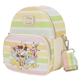 Loungefly Disney - Mickey and Friends Rainbow Stripes Convertible Mini Backpack & Crossbody Bag
