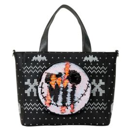 Loungefly - Disney - The Nightmare Before Christmas Jack Skellington Reversible Sequins Tote Crossbody Bag with Coin Bag