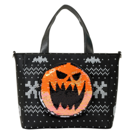 Loungefly - Disney - The Nightmare Before Christmas Jack Skellington Reversible Sequins Tote Crossbody Bag with Coin Bag