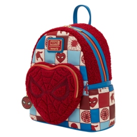 Loungefly -Marvel -  Spider-Man Sherpa Heart Mini Backpack